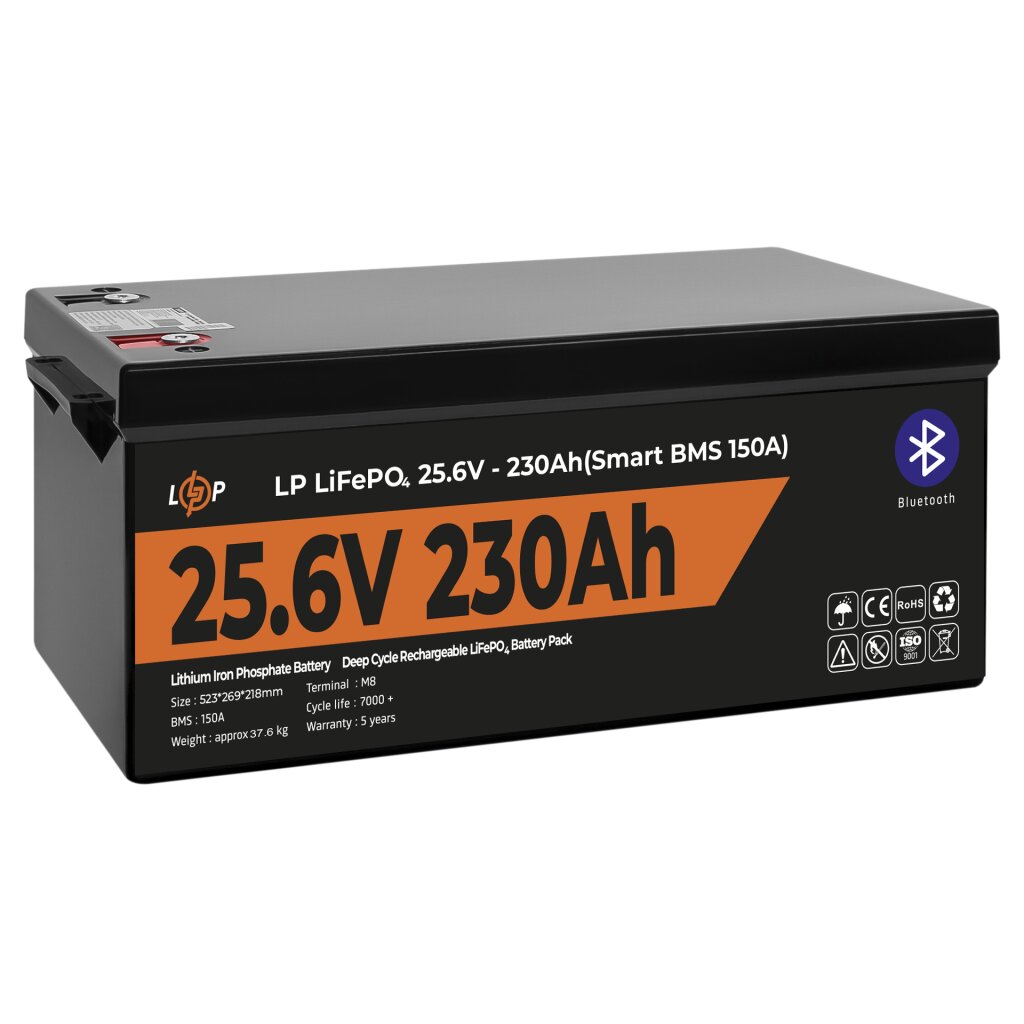 Аккумулятор LP LiFePO4 25,6V - 230 Ah (5888Wh) (Smart BMS 150А) с BT пластик - Изображение 4