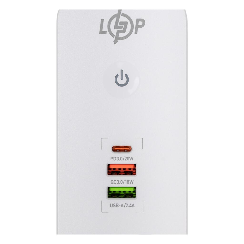 Мережевий фільтр (подовжувач) LP (5x230V-2500W, 1xUSB-38W/PD/QC3.0, 1xType-C 20W, 1xUSB 18W) - Зображення 4