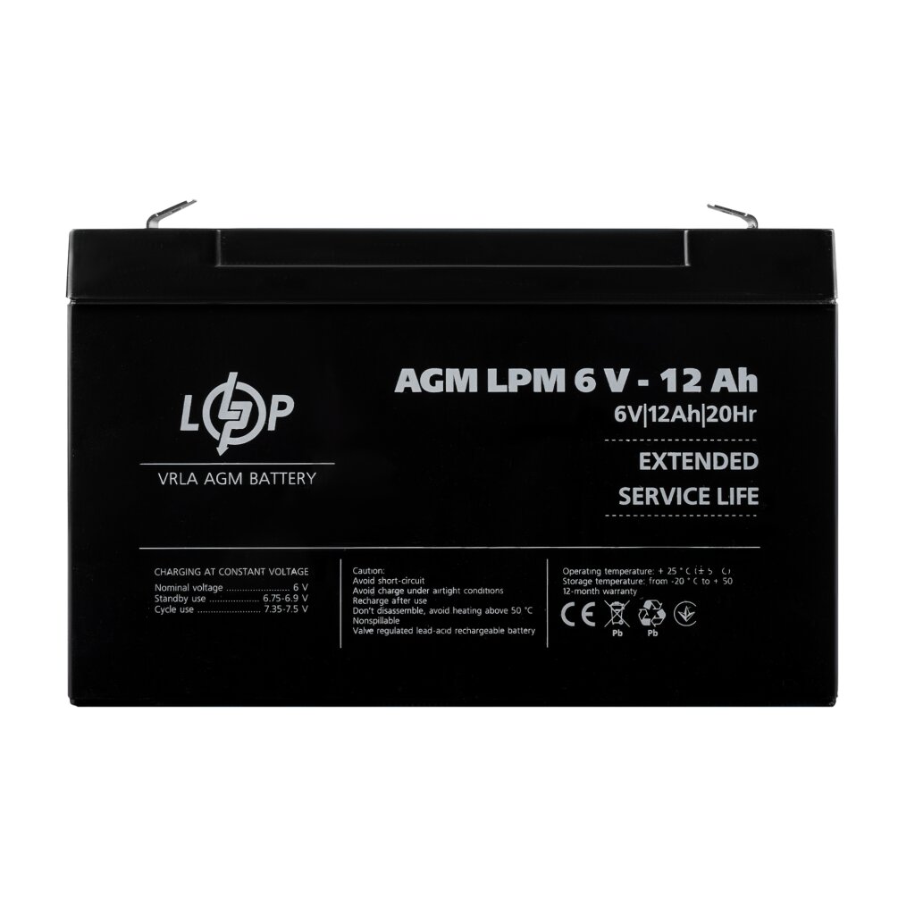 Акумулятор AGM LPM 6V - 12 Ah - Изображение 1