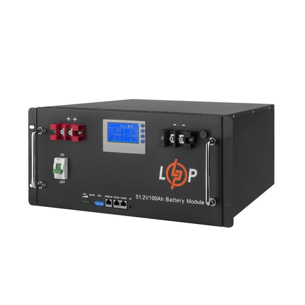 Аккумулятор LP LiFePO4 48V (51,2V) - 100 Ah (5120Wh) (Smart BMS 100A) с LCD RM RS485/CAN - Изображение 3