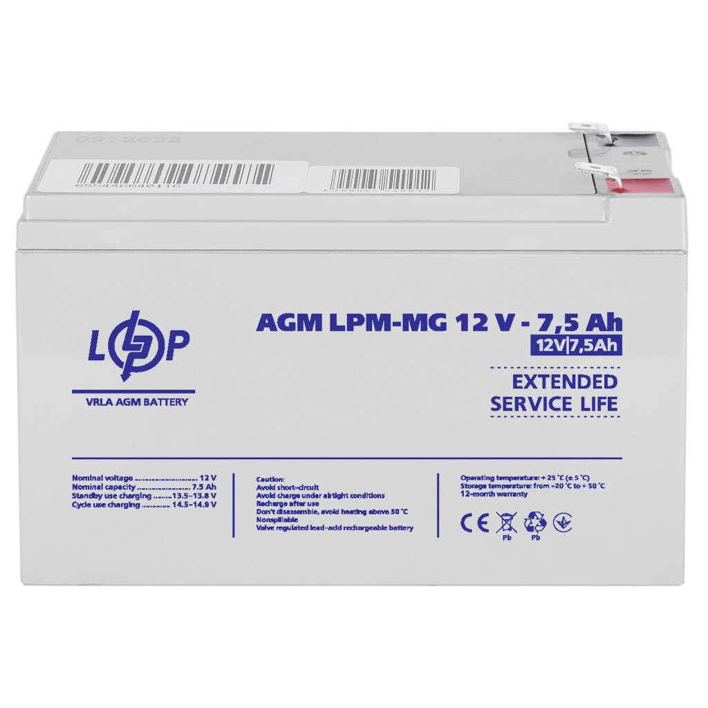 Акумулятор мультигелевий LPM-MG 12V - 7.5 Ah - Изображение 3