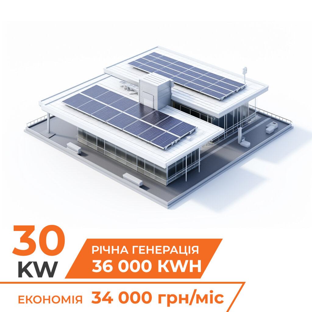 Комплект СЭС гибридная на инверторе Deye 30кВт (от 3 часов автономности) - Изображение 1