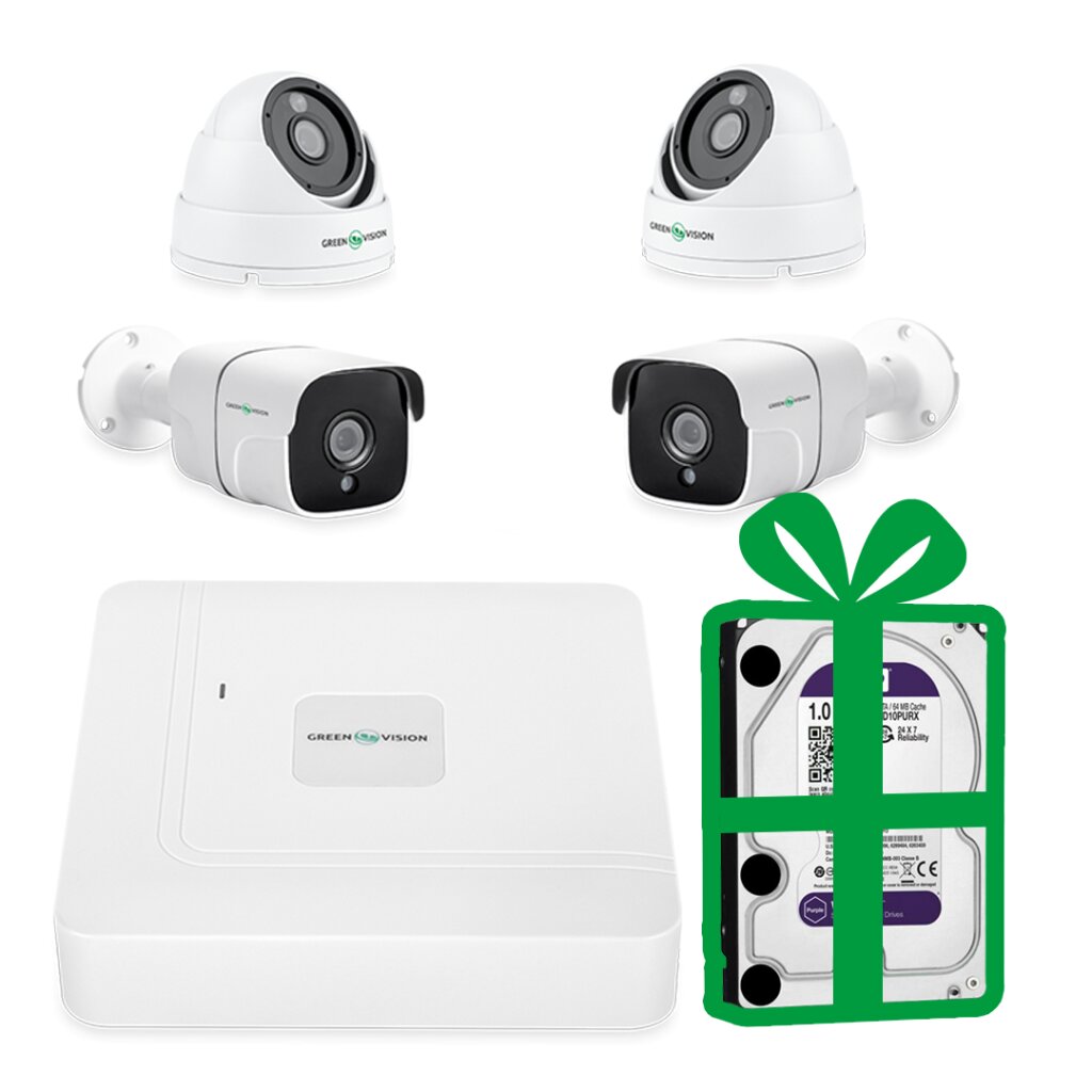 Комплект видеонаблюдения на 4 камеры 5MP для улицы GreenVision GV-K-W66/4 (Lite) - Изображение 1