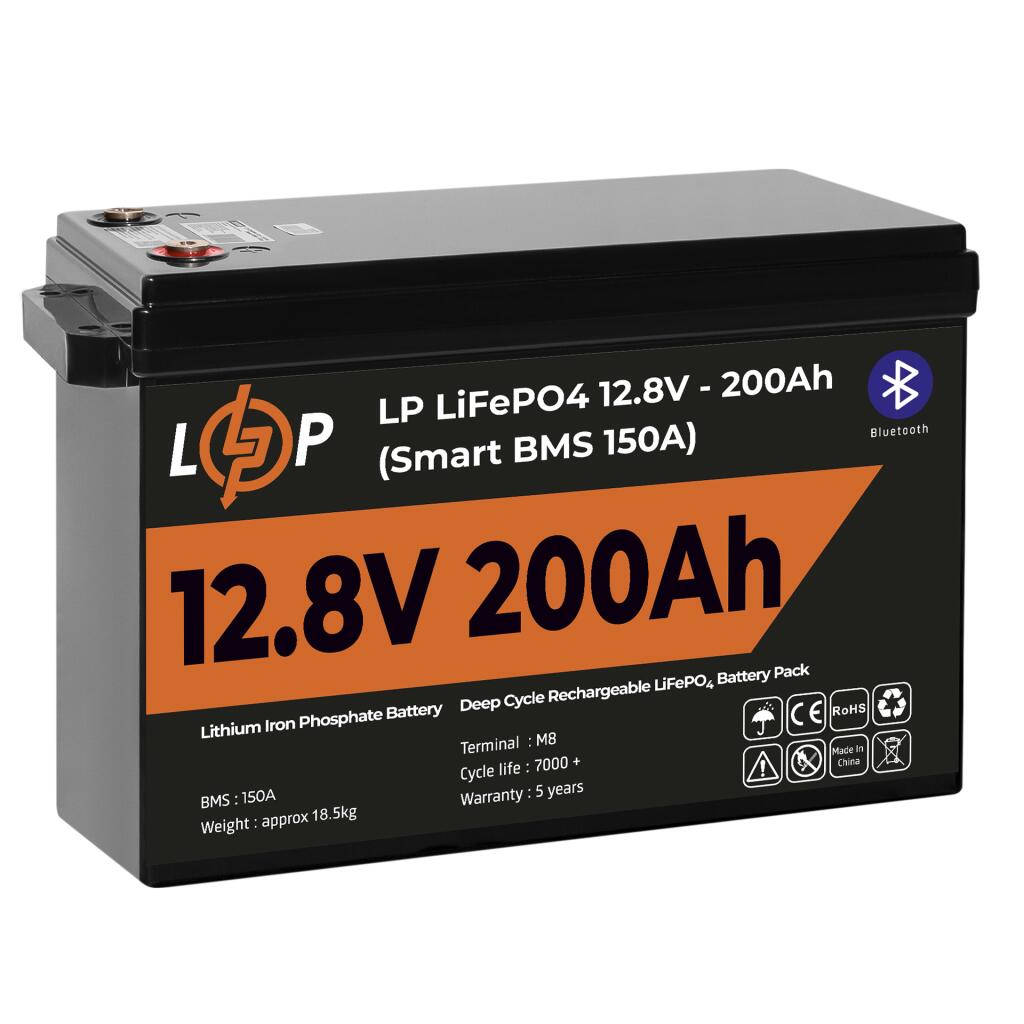 Акумулятор LP LiFePO4 12V (12,8V) - 200 Ah (2560Wh) (Smart BMS 150А) з BT пластик - Зображення 4