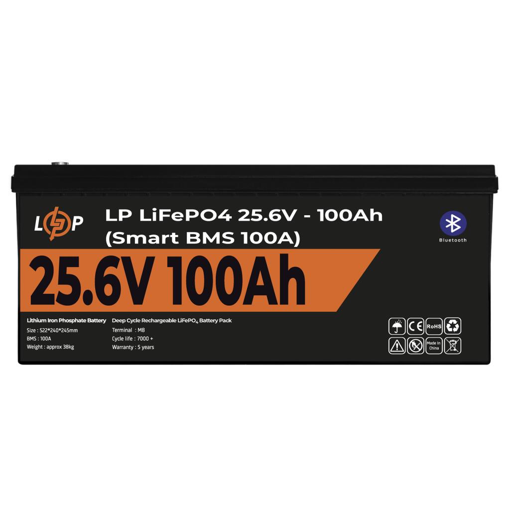Аккумулятор LP LiFePO4 24V (25,6V) - 100 Ah (2560Wh) (Smart BMS 100А) с BT пластик - Изображение 2