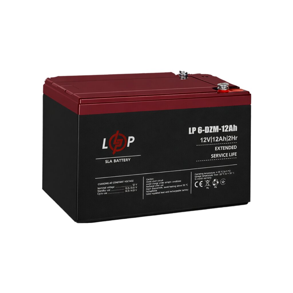 Тяговий свинцево-кислотний AGM акумулятор LP 6-DZM-12 Ah - под Болт М5 - Изображение 2
