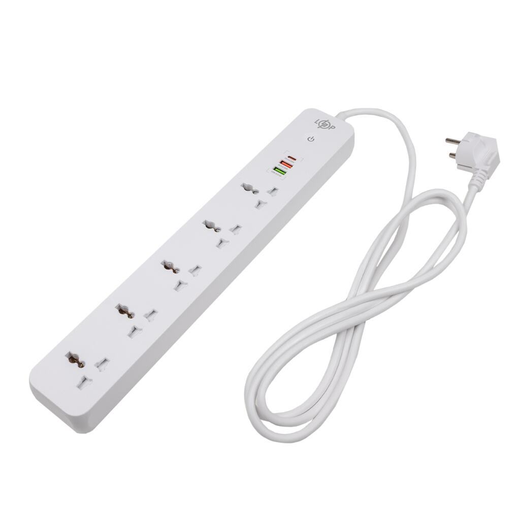 Мережевий фільтр (подовжувач) LP (5x230V-2500W, 1xUSB-38W/PD/QC3.0, 1xType-C 20W, 1xUSB 18W) - Зображення 3