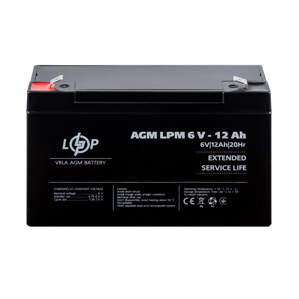 Акумулятор AGM LPM 6V - 12 Ah - Изображение 2