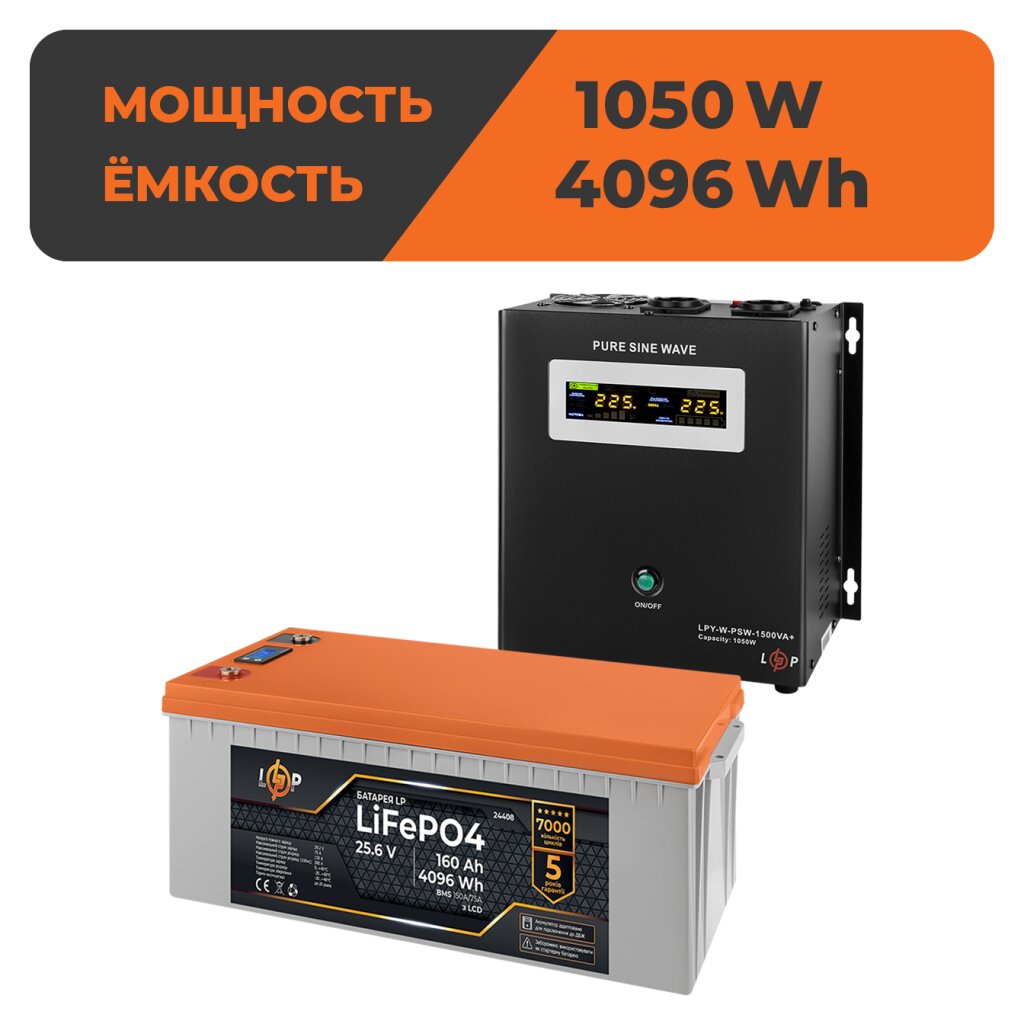 Комплект резервного питания LogicPower W1500 + литиевая (LiFePO4) батарея 4096Wh - Изображение 1