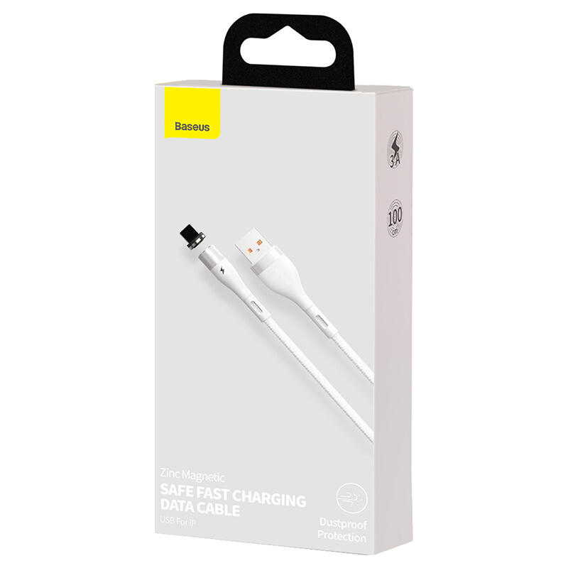 Кабель Baseus Zinc Magnetic USB 2.0 to Lightning 2.4A 1M Белый (CALXC-K02) - Изображение 6