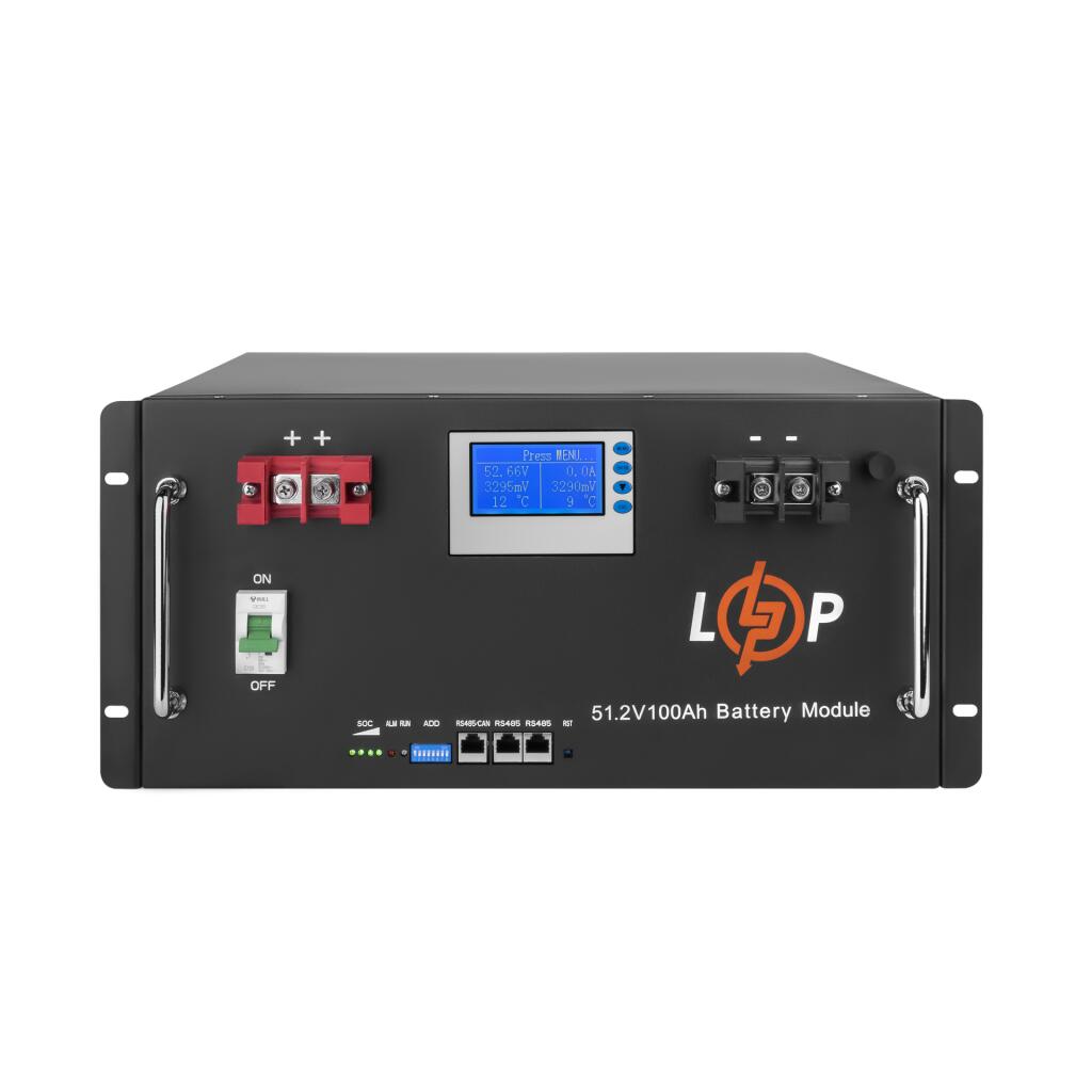 Аккумулятор LP LiFePO4 48V (51,2V) - 100 Ah (5120Wh) (Smart BMS 100A) с LCD RM RS485/CAN - Изображение 2