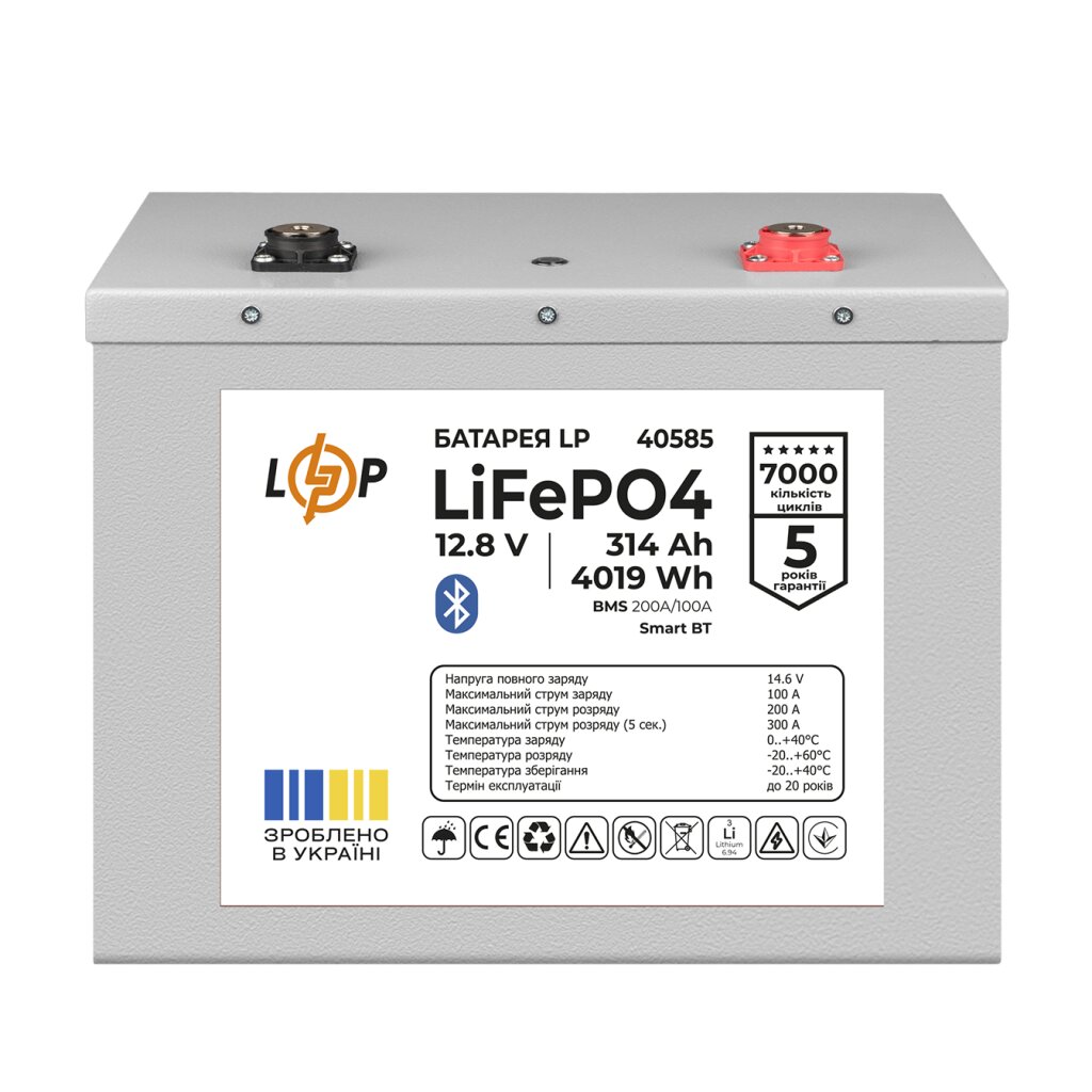 Акумулятор LP LiFePO4 12,8V - 314 Ah (4019Wh) (BMS 200A/100А) Метал Smart BT - Изображение 1