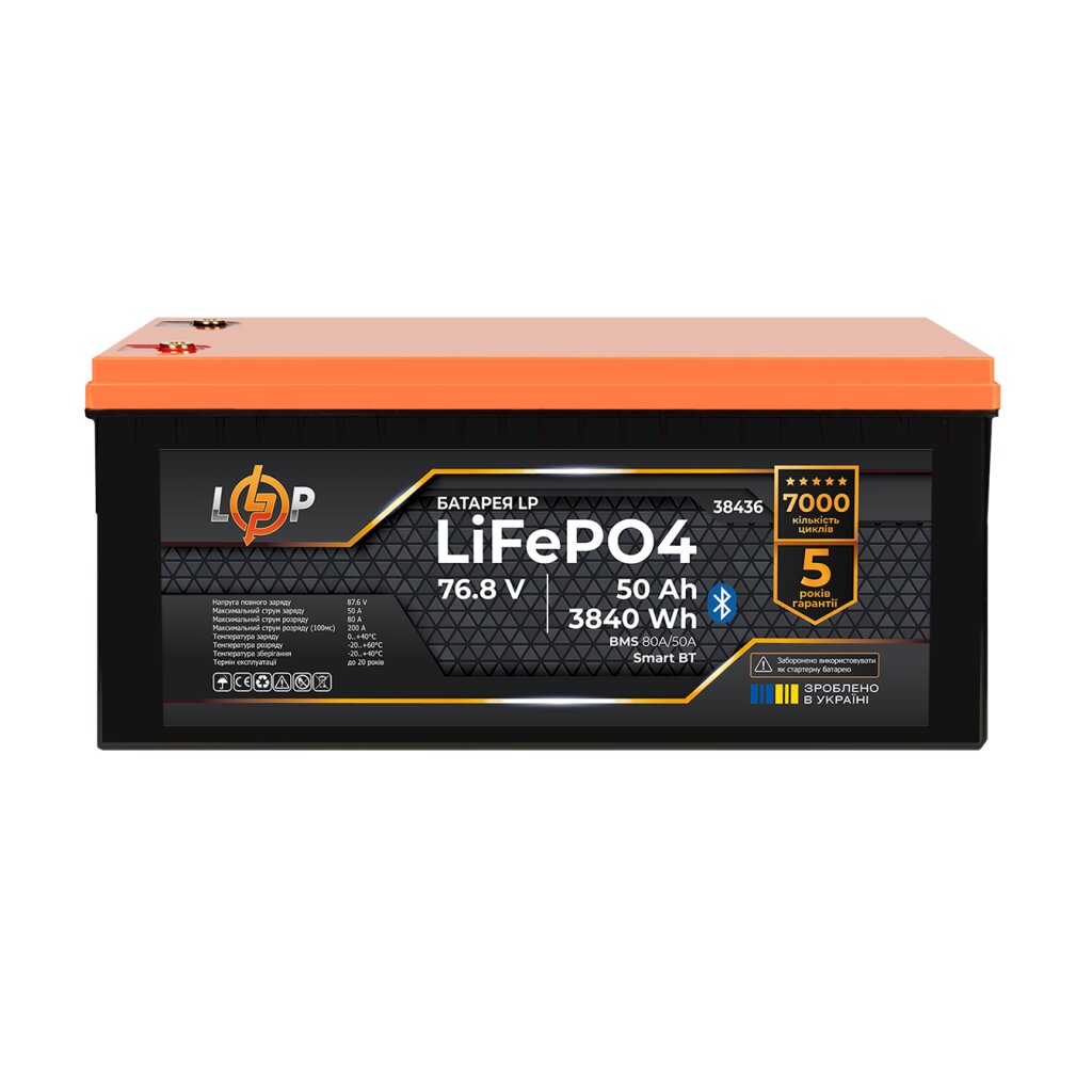 Аккумулятор LP LiFePO4 76,8V - 50 Ah (3840Wh) (BMS 80A/50А) пластик Smart BT - Изображение 3