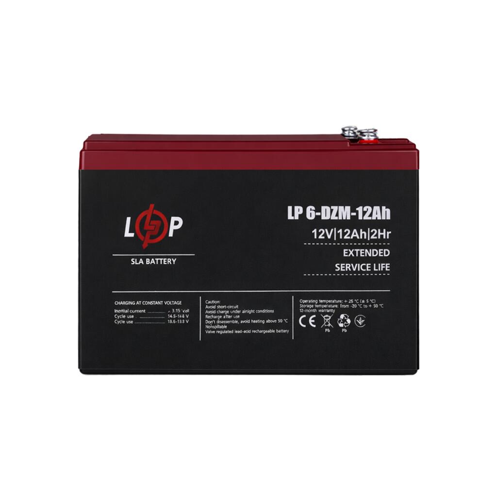 Тяговый свинцово-кислотный AGM аккумулятор LP 6-DZM-12 Ah - под Болт М5 - Изображение 3