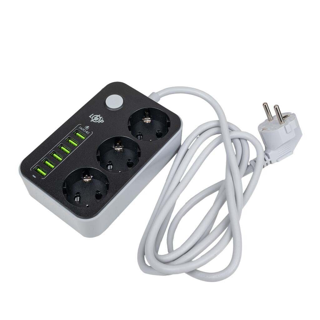 Сетевой фильтр (удлинитель) LP F24U6 (3x220V-2500W, 6xUSB-3,4A) - Изображение 3
