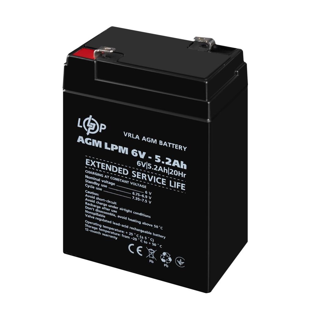 Аккумулятор AGM LPM 6V - 5.2 Ah - Изображение 3